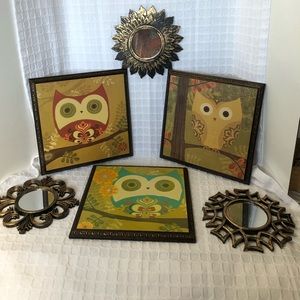Home Decor, owls and gold mirrors